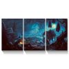 Modern Halloween Painting on Canvas 3 Panels Pictures Wall Art for Living Room Home Decor Wooden Framed Stretched Ready to Hang 1216inch Thickness 1.5