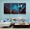 Modern Halloween Painting on Canvas 3 Panels Pictures Wall Art for Living Room Home Decor Wooden Framed Stretched Ready to Hang 1216inch Thickness 1.5