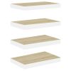 Floating Wall Shelves 4 pcs Oak and White 15.7"x9.1"x1.5" MDF